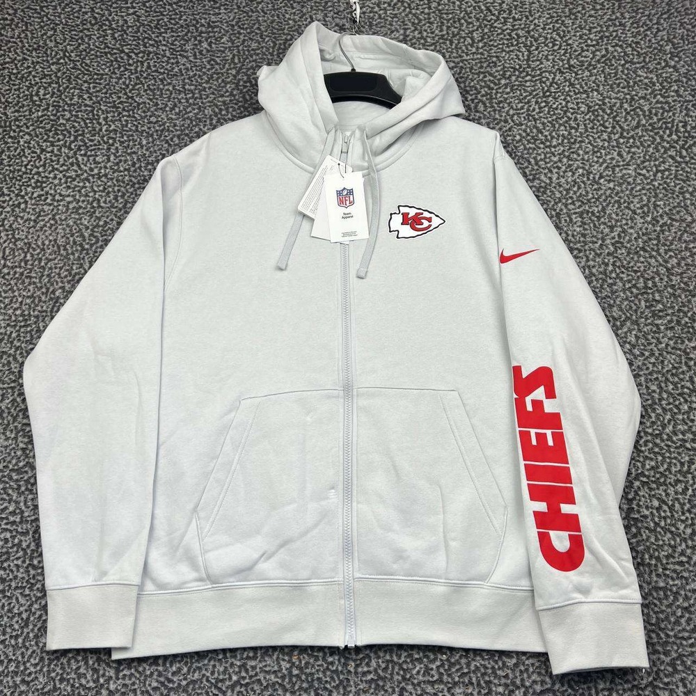 Nike Kansas City Chiefs NFL Hoodie Men Large Gray Full Zip Long Sleeve New L